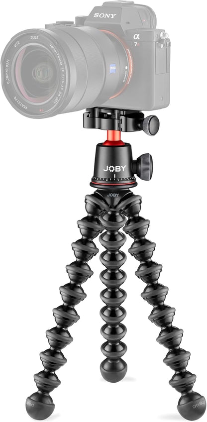 JOBY GorillaPod 3K PRO Kit, Flexible Professional Aluminium Tripod with BallHead, QR Plate, Made in Italy, for Premium CSC/Mirrorless Camera, 3kg/6.6lbs Load Capacity, J91566-BWW