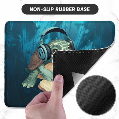 ITNRSIIET Mouse Pad with Stitched Edge Premium Textured Smooth Precise Operation Waterproof Washable Non-Slip Rubber Base Desktop Protection Mat, 10.2×8.3×0.12 inches, Pretty Turtles