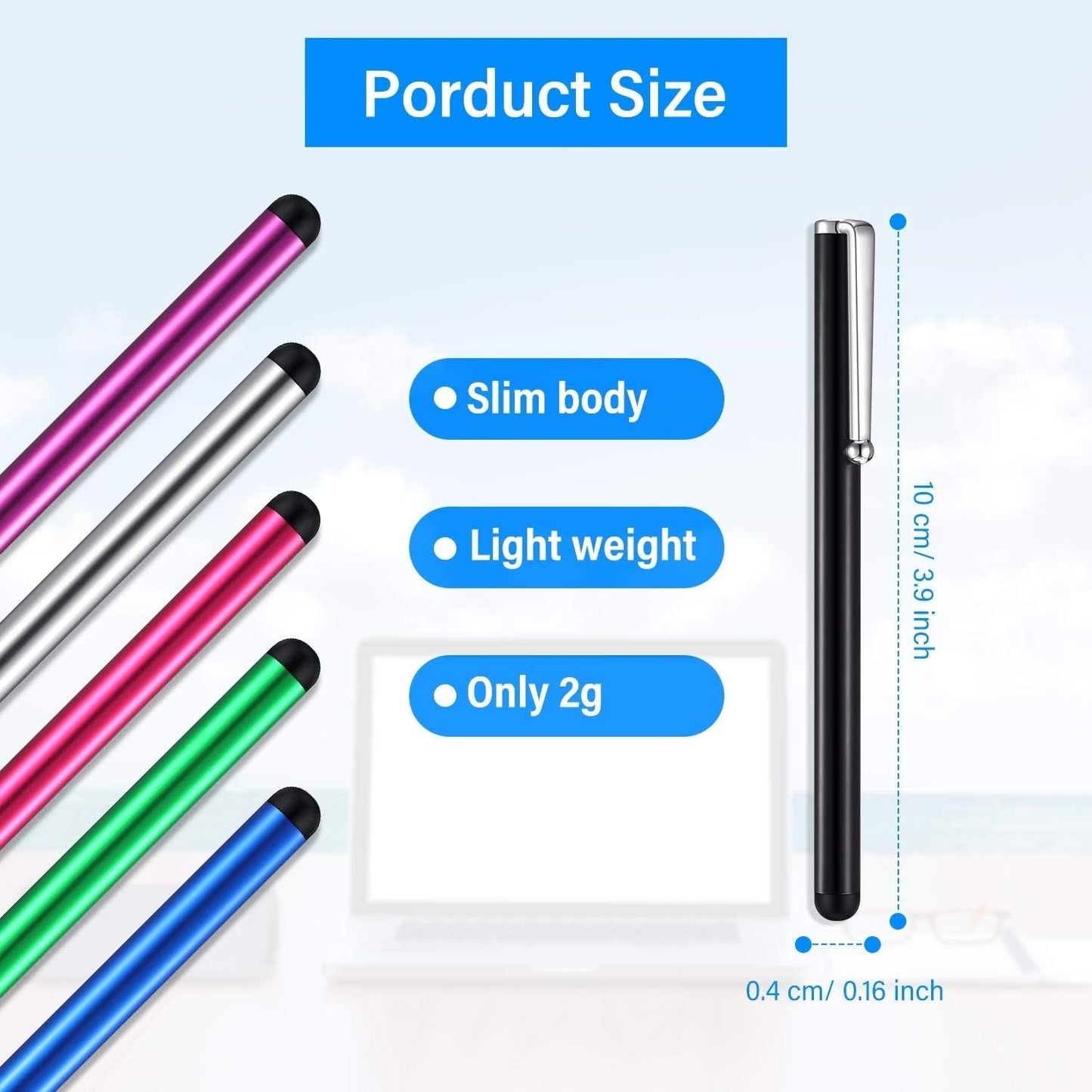 Outus 100 Pieces Stylus Pen Slim Touch Screen Stylus Universal Capacitive Digital Pen Compatible with iPad, iPhone, Samsung, Tablet, Most Devices with Capacitive Touch Screen, 10 Colors