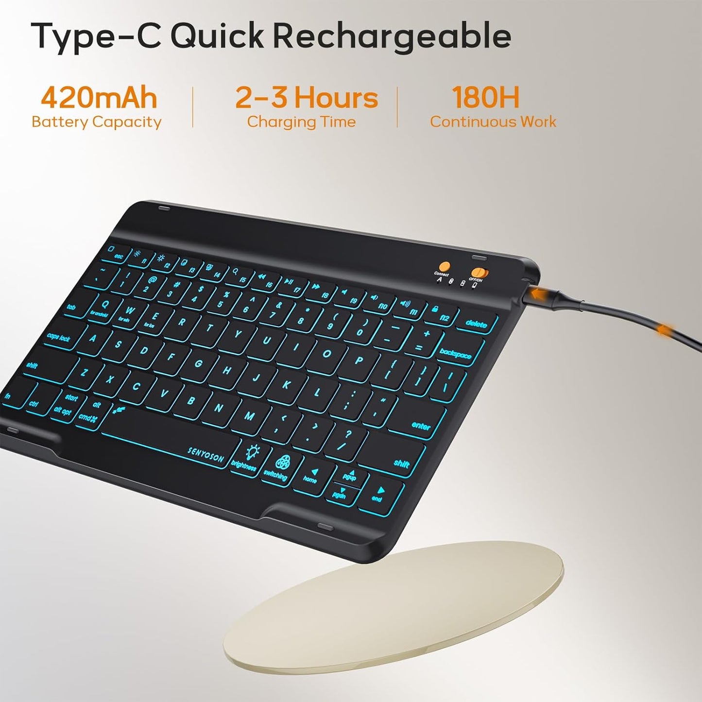 BLUTLOTUS Keyboard Case for iPad 9th/8th/7th Generation 10.2 Inch,360° Rotatable Magnetic Keyboard Case with Pencil Holder Grooves Design(2021/2020/2019),7 Color Backlit Detachable Wireless (Black)