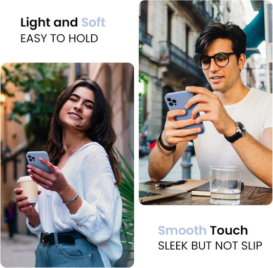 FireNova Designed for iPhone 13 Pro Max Case, Silicone [Camera Protection] Phone Case with [2 Screen Protectors], Soft Anti-Scratch Microfiber Lining Inside, 6.7 inch, Light Blue