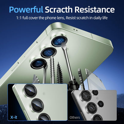 X-it Camera Lens Protector for Samsung S25 Plus, 9H Tempered Glass, Independent Metal Aluminum Edge Original Protection Design, Suitable for Phone Case, Anti-scratch, Anti-reflective,Mint