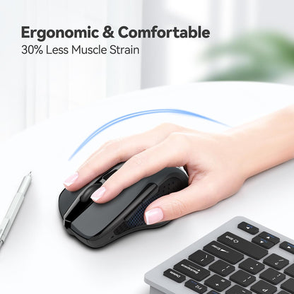 TECKNET Wireless Mouse, 2.4G Ergonomic Optical Mouse, Computer Mouse for Laptop, PC, Computer, Chromebook, Notebook, 6 Buttons, 24 Months Battery Life, 2600 DPI, 5 Adjustment Levels
