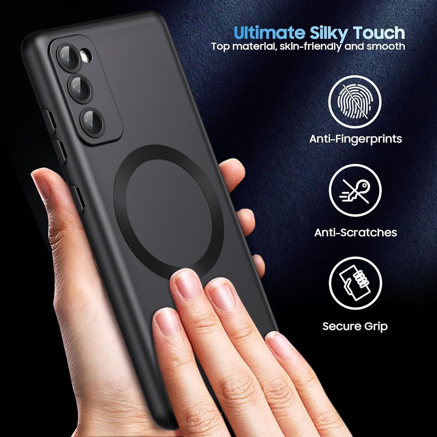 Magnetic for Samsung Galaxy S20 FE 5G Case 【Compatible with MagSafe】【Built-in Camera Lens Protector】 Slim Soft TPU Shockproof Phone Shell (Black)