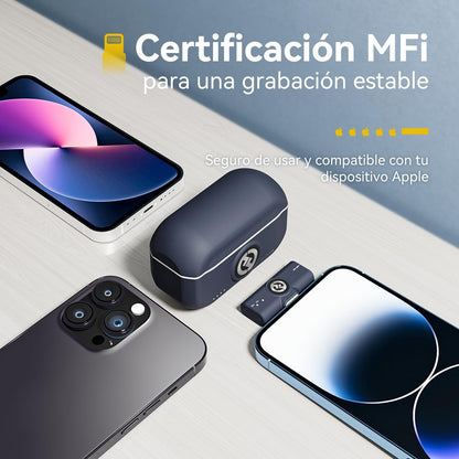 Hollyland Lark M2 Wireless Lavalier Microphone for iPhone 14/13/12, Lightning Mini Lapel Microphone Wireless, Hi-Fi Audio, 1000ft Range, Noise Cancellation, 30H Battery for Video Recording, Streaming