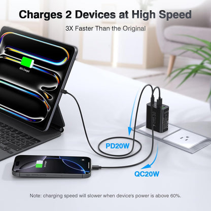 [2 Pack/40W] 4-Port USB C Wall Charger Block, Fast Type C Power Brick Charging Cube Power Delivery Wall Plug for iPhone 15/14/13/12/14 Pro/13 Pro, Huawei, Xiaomi, Oneplus, Galaxy(Black)