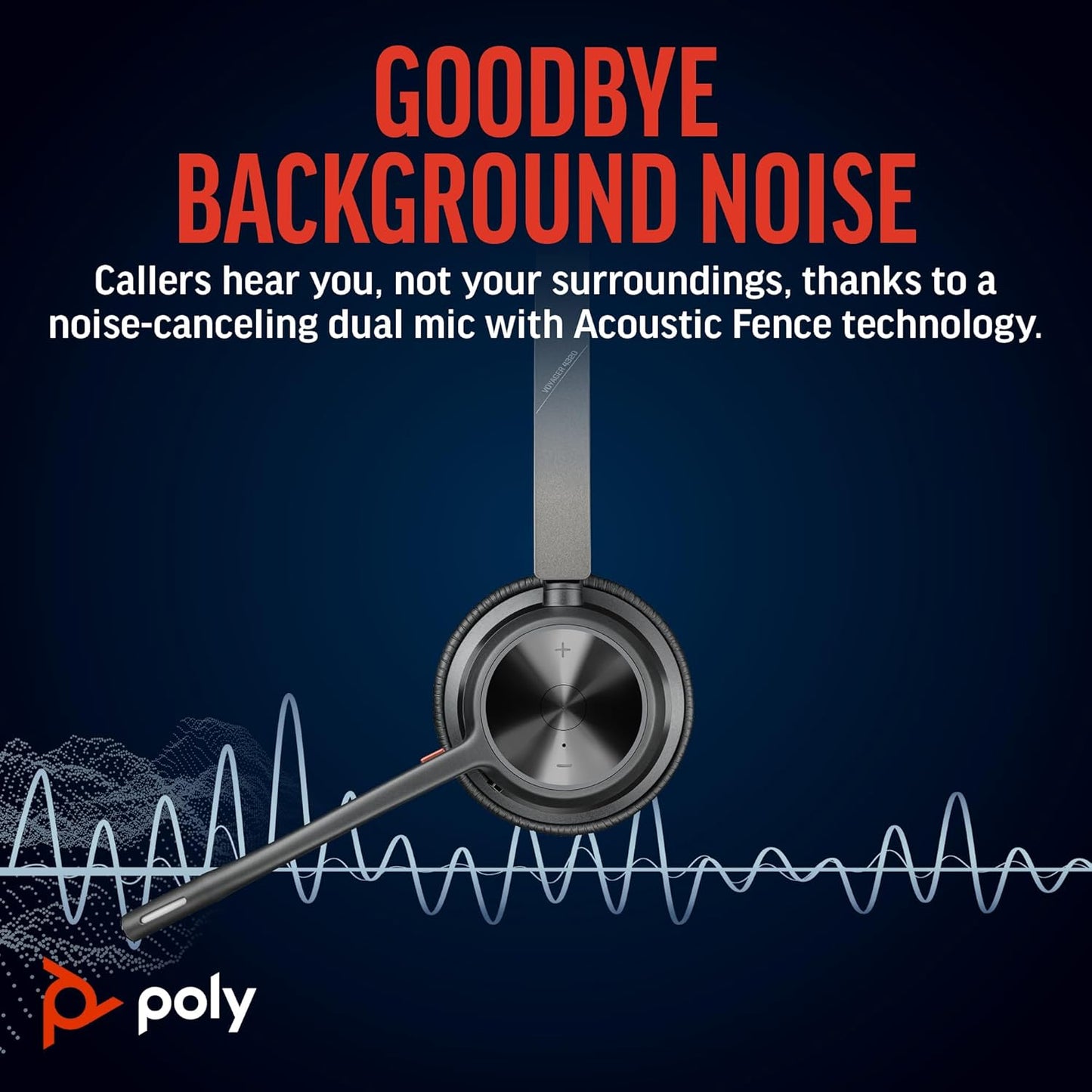 Poly Voyager 4320 UC Wireless Headset (Plantronics) - Stereo Headphones w/Noise-Canceling Boom Mic - Connect PC/Mac/Mobile via Bluetooth - Works w/Teams, Zoom, & More - Amazon Exclusive