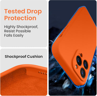 FireNova for iPhone 14 Pro Case, Silicone Upgraded [Camera Protection] Phone Case with [2 Screen Protectors], Soft Anti-Scratch Microfiber Lining Inside, 6.1 inch, Neon Orange