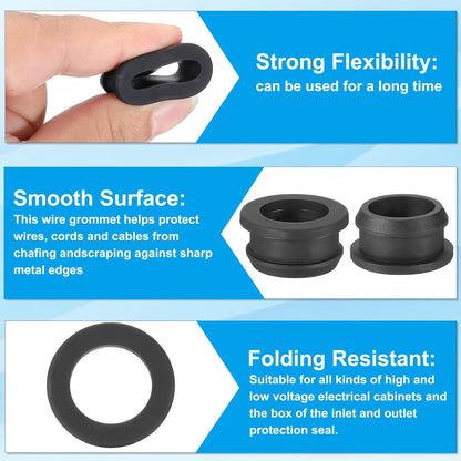 PATIKIL 21mm / 13/16 Inch Drill Hole,5/8 Inch ID Rubber Grommets, 3Pcs Top Hat Grommet for Wiring Eyelet Ring Gasket Automotive Firewall Cable Hole Plugs Wires Protection, Black