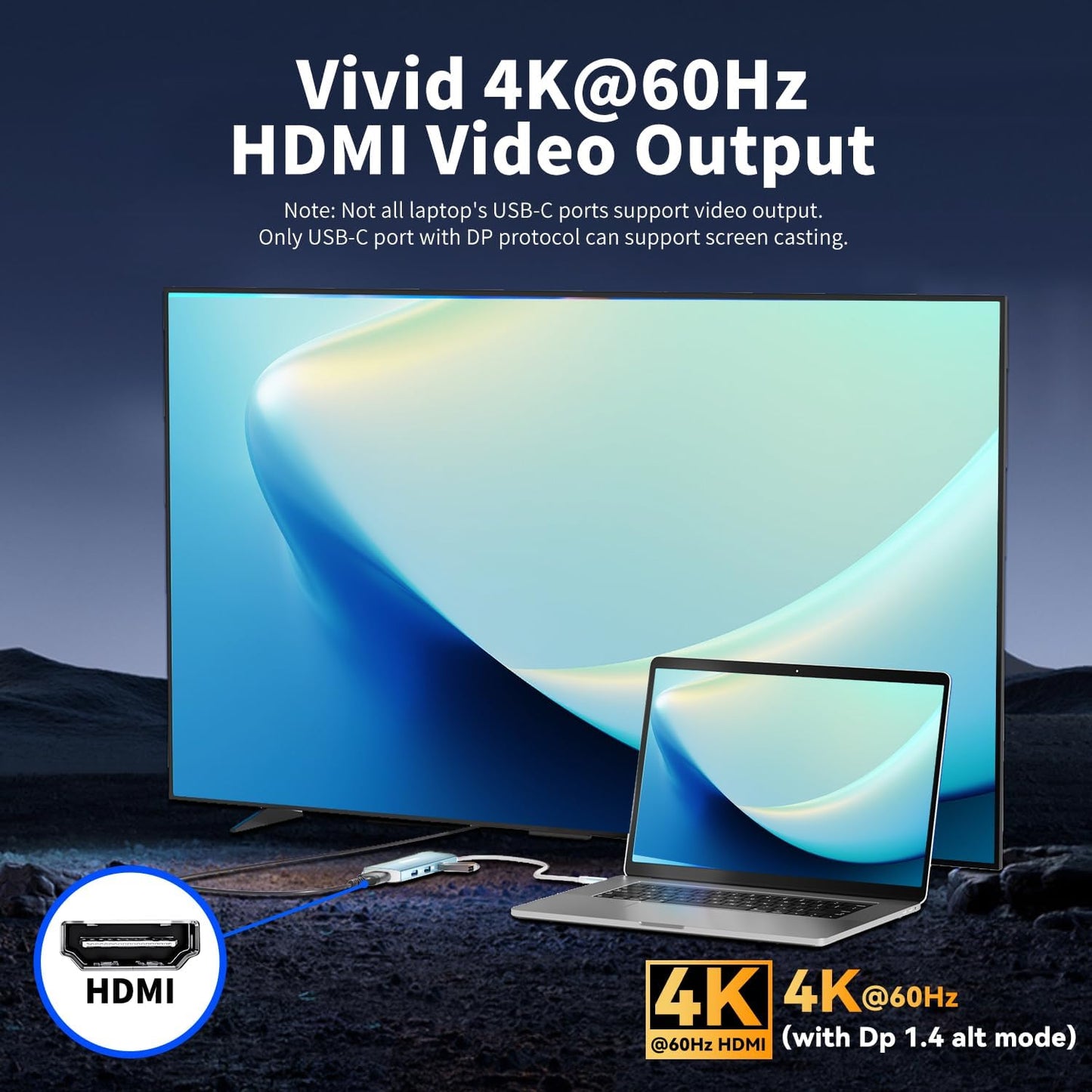 USB C Hub 8 in 1 Multiport Adapter, 3 USB 3.2 Gen 2 Ports with 10Gbps, 3 USB-A 3.0 5Gbps, 4K@60Hz HDMI, 100W PD, USBC Splitter for MacBook Pro, iPad Pro, Mac mini and More(Not Support USB-C Monitor)