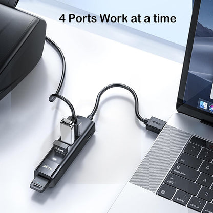 KAGO USB Hub 4 Ports - Multiple USB 3.0 Hub with 5Ft Cable, USB-A Splitter Extender with USB Type-C Power Port, for Laptop,Desktop, Windows, Linux, PC(USB a)
