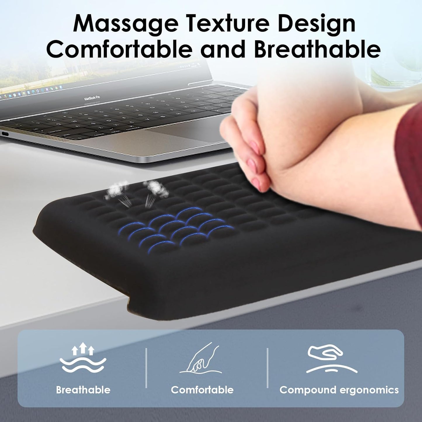 UnivoColors PostureUp L-Shaped Desk Long Wrist Rest Elbow, Non-Slip, Memory Foam, Desk Edge Support, Ergonomic Design for Long-Hour Work (23.6 * 3.9 inch One-Piece Design,Purple)