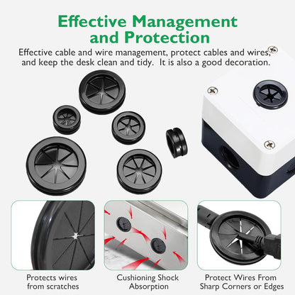 Rubber Grommets for Wiring, 1-9/16 Inch Drill Hole, 1-3/8 Inch ID, Firewall Grommets Automotive Cable Cords Hoses Protection, Double-Sided Rubber Plugs for Round Holes, 6 Pcs, 35x40 mm