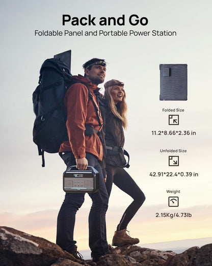 Portable Power Station with Solar Panel 100W, Solar Generator 1200W Peak, 576Wh LiFePO4 Battery with AC Outlets, 1.5Hour Fast Charging for Home & Emergency, Hurricane, CPAP
