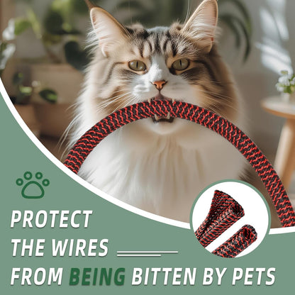 Split Wire Loom Tubing, Cable Protector Sleeve, Braided Cable Management for TV/Computer/Home Theater/Engine Bay, Cord Protectors from Pets No Chew (Red and Black, 3/8"-10ft)