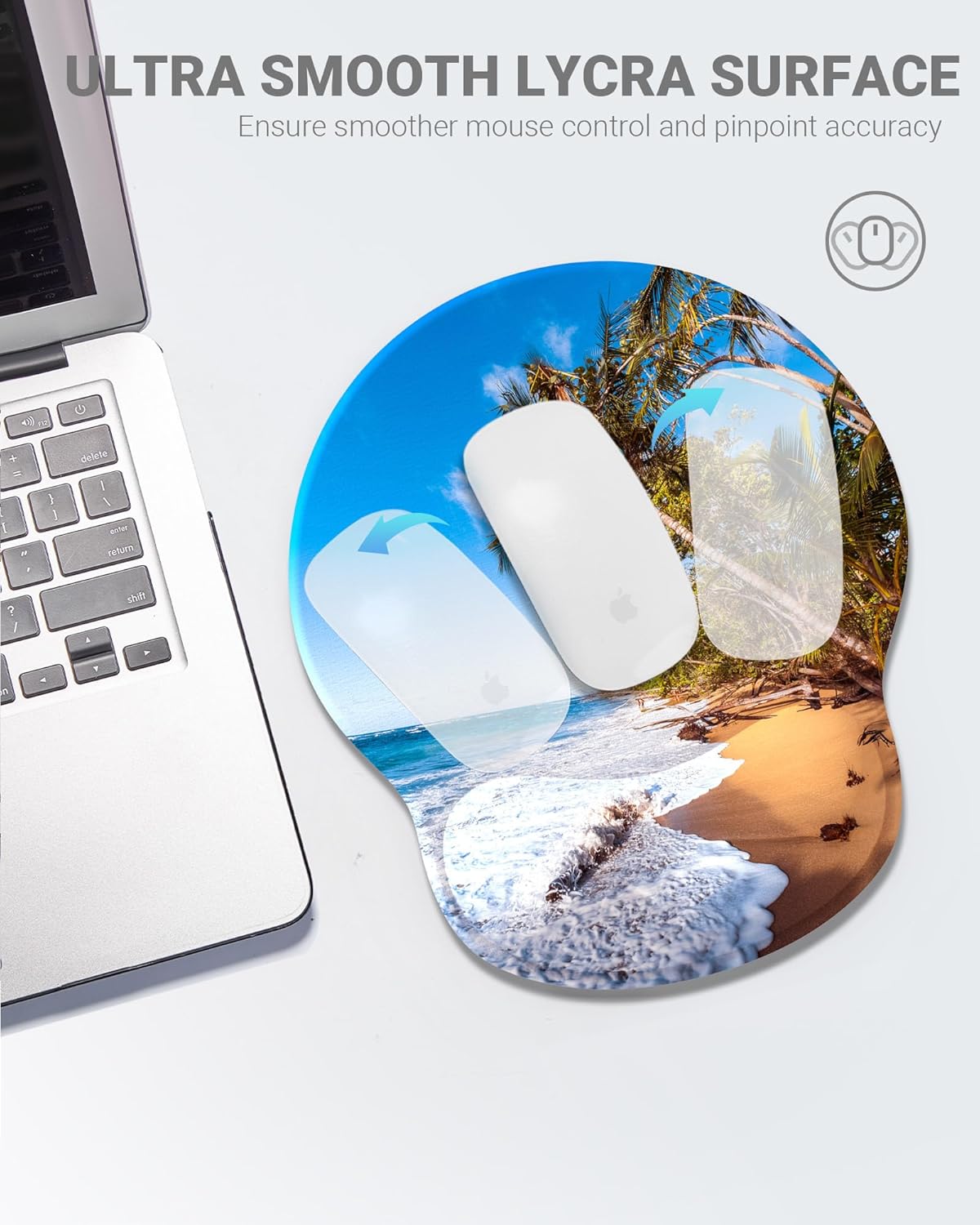 Ergonomic Mouse Pad Wrist Support, Comfortable Mouse Pad Wrist Rest, Relieve Wrist Pain Gel Mouse pad, Non-Slip Rubber Base Mousepad for Laptop, Computer(Beach)