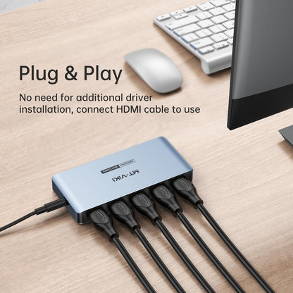 MT-VIKI 2.0 HDMI Splitter, 4K@60Hz HDMI Duplicator/Distributor HDR Support EDID HDCP 2.2 RGB 4:4:4 18Gbps-Adapter Included (8K 1 in 4 Out)