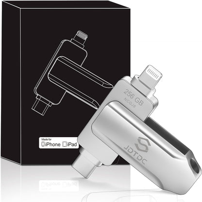 JSL JDTDC Apple MFi Certified 256GB Photo-Storage-Stick-For-iPhone-16-Flash-Drive External-Backup-Storage-iPhone-USB-Drive iPad Lightning USB C Photo-Stick Android Thumb-Drive-for-iPhone-Memory-Stick