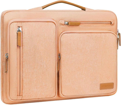 MOSISO 360 Protective Laptop Case 13.3 inch, 13-13.3 inch Laptop Sleeve Compatible with MacBook Air/Pro 13 / Pro 14,HP Dell Acer ASUS,Side Open Carrying Case with 4 Zipper Pockets&Handle, Peach Fuzz