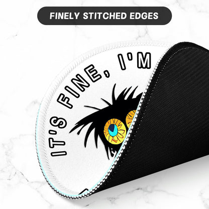 ITNRSIIET Round Mouse Pad with Stitched Edge Premium-Textured Waterproof Non-Slip Rubber Base Desktop Protection Mat Diameter 8.7 inches, Funny Black Cat