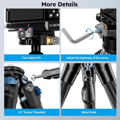 SIRUI Carbon Fiber Camera Tripod, 50.7" Professional Heavy Duty Tripod with 36mm Low Profile Ball Head, Quick Release System, Max Load 33lbs/15kg, AM-284+KS-30