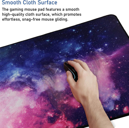 Gaming Mouse Pad, 31.5x15.7x0.12 inch Waterproof Computer Keyboard Mouse Mat Non-Slip Mousepad Rubber Base and Stitched Edges for Game Players, Office, Study, Esports Pros, Home, Desktop
