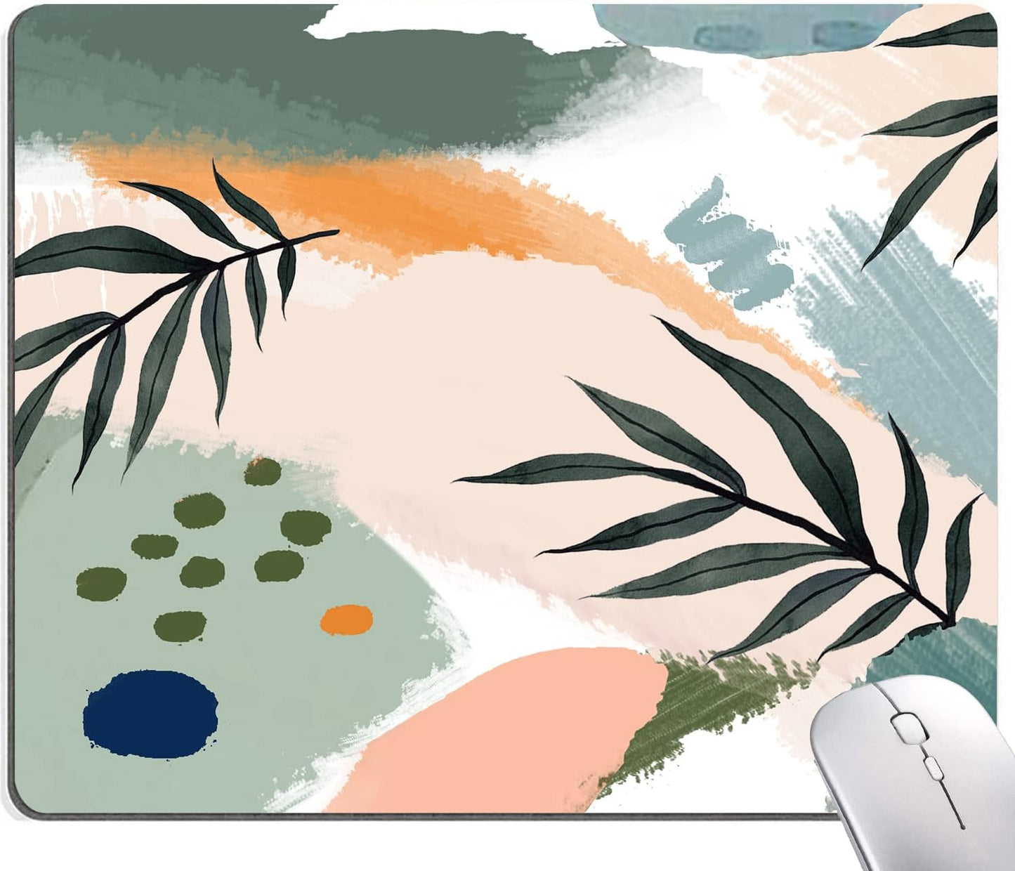 Mouse Pad, Premium-Textured Mouse Mat, Non-Slip Rubber Base Mousepad for Laptop, Computer & PC,9.5×7.9 in,Abstract Morandi Plants