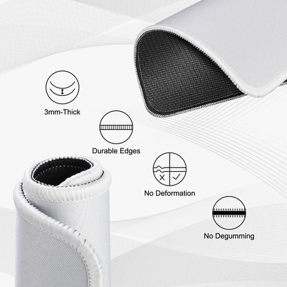 JIKIOU 3 Pack Mouse Pad with Stitched Edge, Comfortable Mouse Pads with Non-Slip Rubber Base, Washable Mousepads Bulk with Lycra Cloth, Mouse Pads for Computers Laptop Mouse 10.2x8.3in Blank White