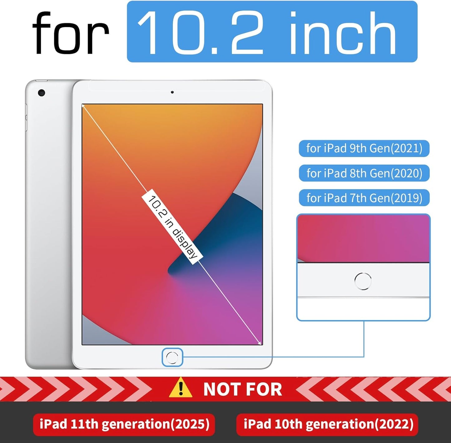 ZenRich Clear Case for iPad 9th/8th/7th Generation 10.2 inch 2021/2020/2019, Shockproof Slim Hard Case with Pencil Holder/360°Rotating Kickstand/Handle/Carrying Strap, LavenderGrey