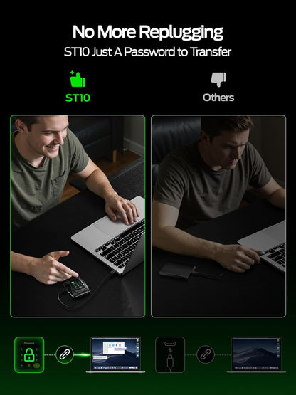 MOVE SPEED External Hard Drive with Touchscreen, Up to 10Gbps Portable SSD, USB-C 3.2 Gen2, Compatible with iPhone, Windows, Mac & More (ST10,1TB)