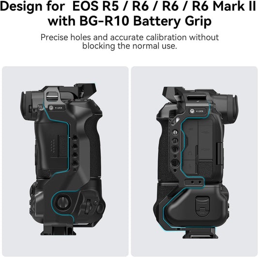 SmallRig R5 / R6 Camera Cage for Canon R5 / R6 with BG-R10 Battery Grip, Aluminum Alloy Film Movie Making Camera Video Cage with Shoe Mount 3464B