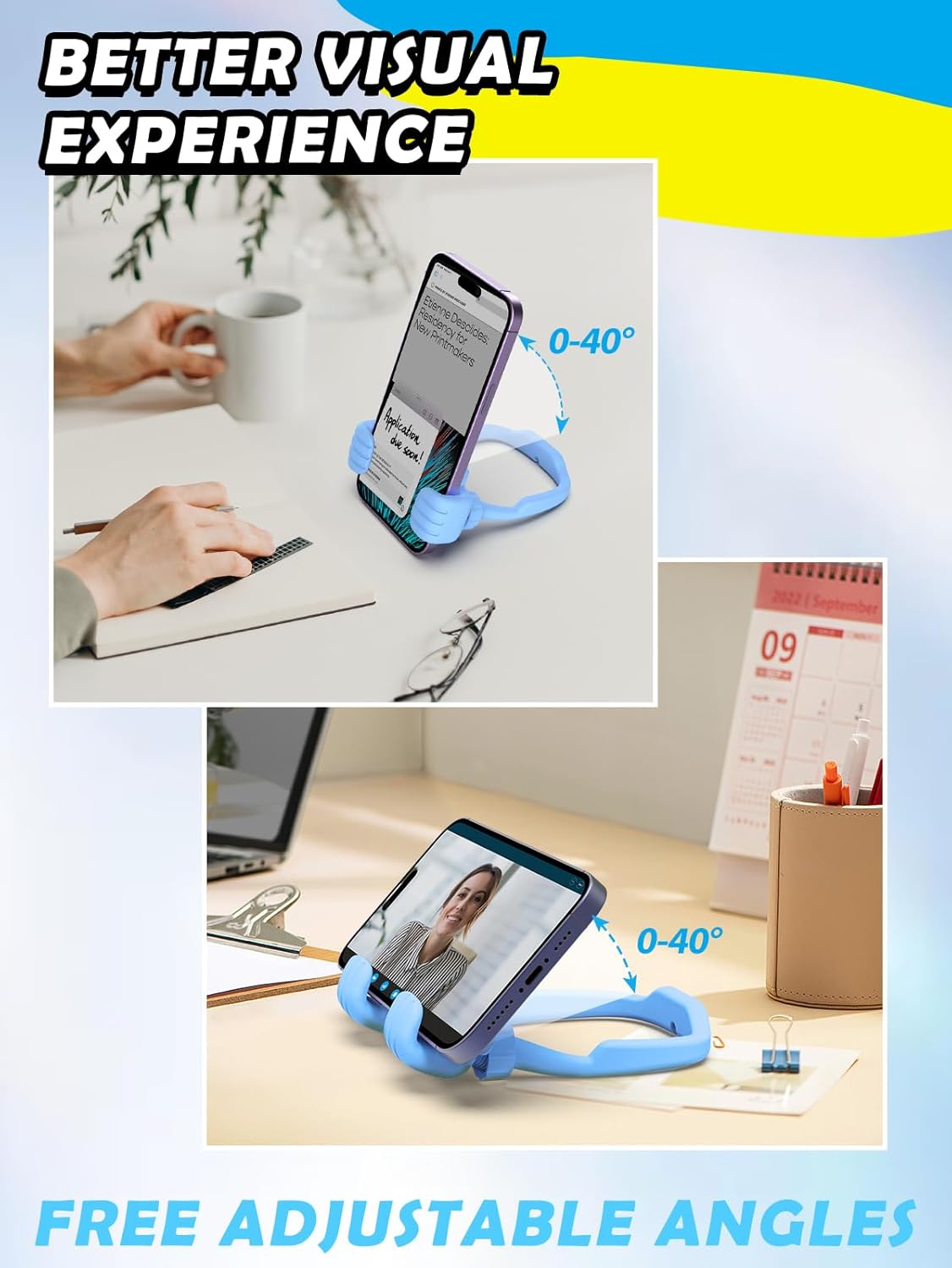 Cell Phone Stand Thumbs Up Lazy Phone Holder for Desk: Graduation Gifts for Teen Boys Kids Him 2025 Back to School Supplies Gifts for Girls Men Women Birthday Funny Gadgets Who Have Everything Cute