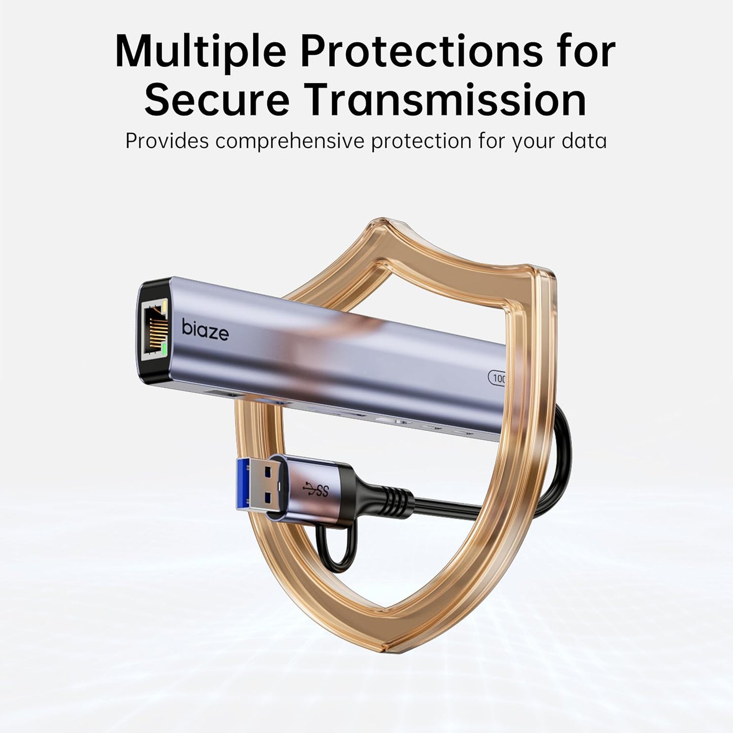 9-in-1 USB/USB C Hub Adapter for MacBook, iPhone,3 USB Ports (2xUSB 3.0, USB 2.0), 100M Ethernet, SD/TF Card Reader, 3.5mm Audio, 2X USB-C Data Ports,No Driver Required