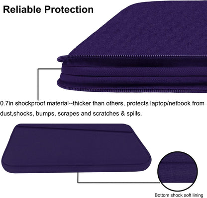15.6 inch Laptop Sleeve Case, Durable Computer Carrying Bag Protective Case Briefcase Handbag with Front Pocket, Slim Laptop Case Cover for 15.6 Inch HP, Dell, Lenovo, Asus, Notebook, Purple