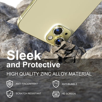 beuxece for iPhone 15/iPhone 15Plus Camera Lens Proprotector, Metal Camera Screen Proprotector Cover Accessories, Case Friendly, HD Tempered Glass,Drop Protection, Easy to Install,Yellow