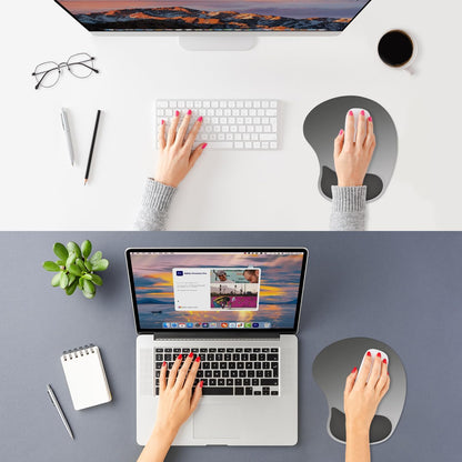 ITNRSIIET Ergonomic Mouse Pad, Cushioned Gel Wrist Rest, Non-Slip Base, Smooth Surface, Cute Multi-Color, 9.5 x 8.2 in, Gray Gradient