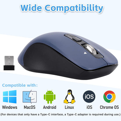 Wireless Mouse, Full-Size Silent Mouse, 36-Month Battery Life, 4 Way Navigation, 1000-3000 Adjustable DPI, 2.4GHz USB-A Receiver for Computer, Laptop, PC, Chromebook, Notebook