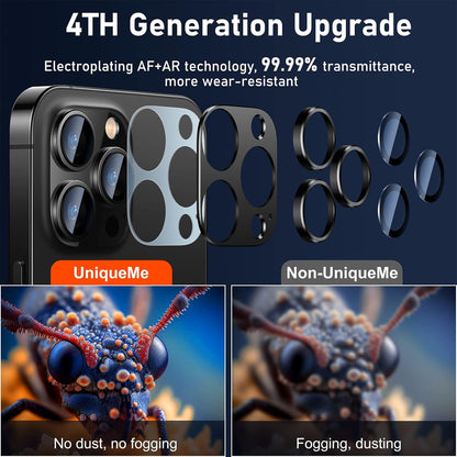UniqueMe for iPhone 13 Pro/iPhone 13 Pro Max Camera Lens Protector, [Strong Drop Protection] [Not Easy to Fall-off] Metal Ring Tempered Glass Rear Camera Screen Cover - Graphite