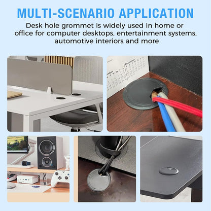 Desk Grommet 3-1/8" (80 mm), Desk Cord Hole Cover, Cable Grommet ABS Plastic, Desk Hole Grommet for Office and Home Table Cable, Detachable Adjustable Cable Cord Organizer (Light Grey 2 Pcs)