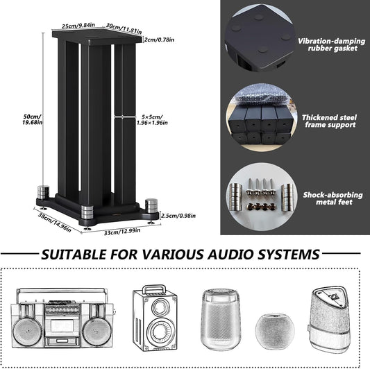 A Pair of Speaker Stands, Bookshelf Speaker Stand Steel Frame Support for Speakers up to 40 kg, Vibration-Absorbing MDF Design, Universal Speaker Stand Improves Sound Quality (80cm/31.4in)