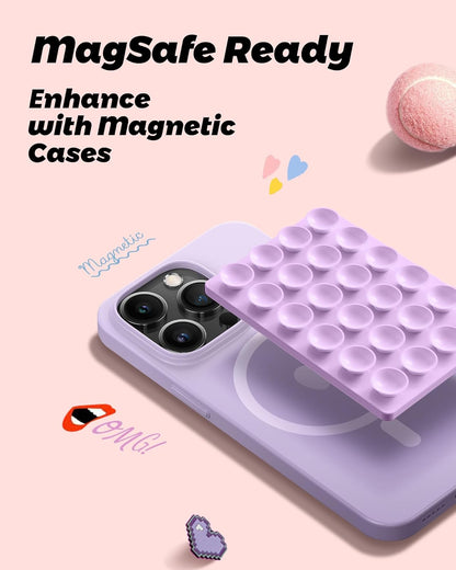 amBand Silicone Suction Phone Mount Trendy Stocking Stuffers for Women Mom, Detachable Sticky Holder for iPhone Cute Stylish Preppy Stuff for Selfie/Yoga/Dance, Lilac Purple