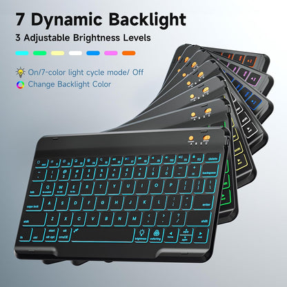 Keyboard Case for iPad 9th/8th/7th Generation 10.2 inch 2021/2020/2019 & ipad Pro 10.5-inch & ipad Air 3 2019-Backlit Detachable keyboard 360° Rotatable Folio Cover with upper pencil holder-(Black)