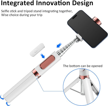 CellphoneTripod with Remote, Aluminum Alloy Selfie Stick Tripod, Best Foldable Mini Extendable Tripod Stand 270° Rotation Compatible with iPhone/Android Travel Essentials