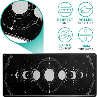 Sun Moon Gaming Mouse Pad Black Large Mouse Pad for Keyboard and Mousepad Desk Mat with 3mm Non-Slip Base and Stitched Edge for Gaming and Office Computer Mat Protector Mat 31.5x11.8 Inch