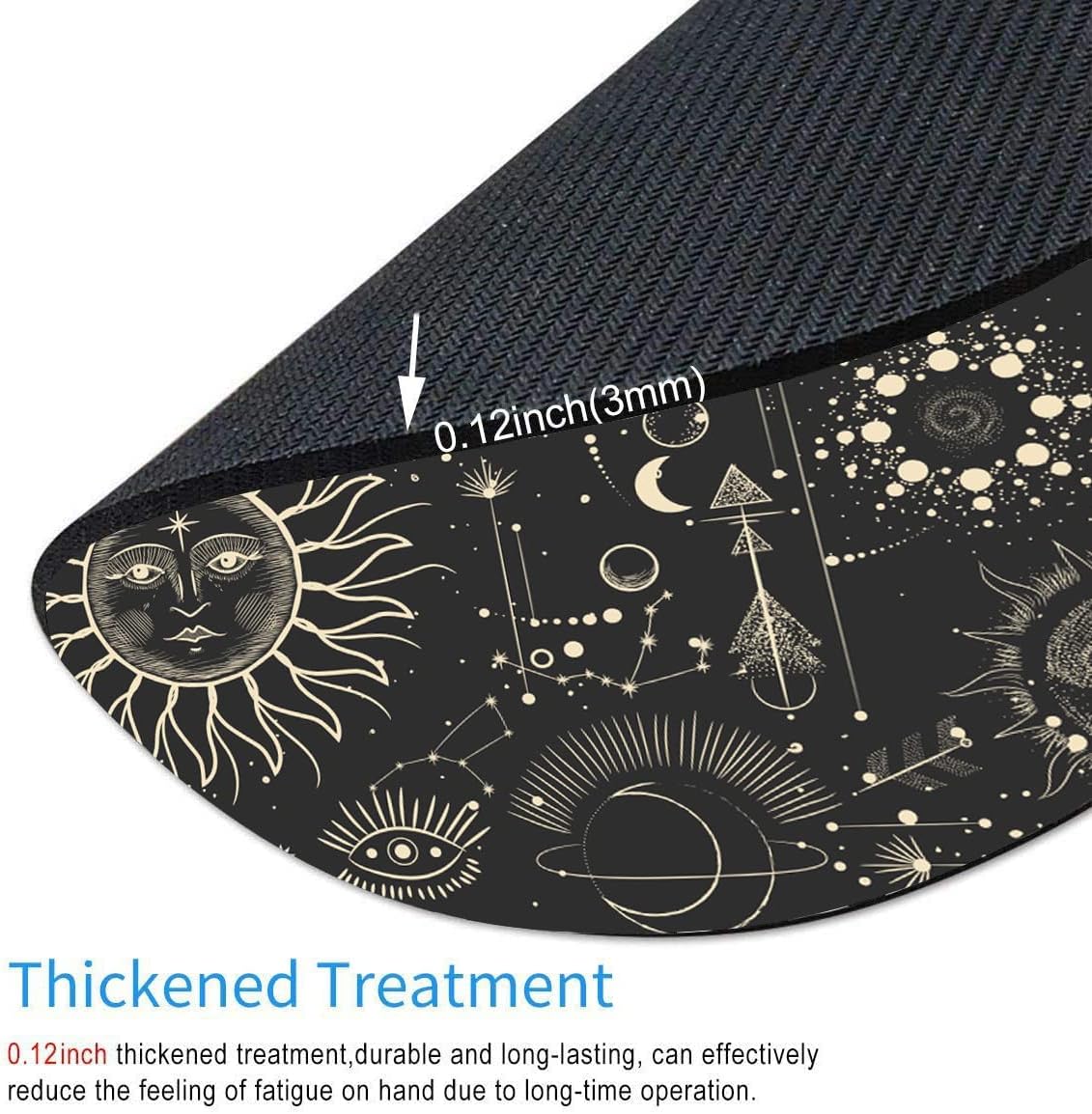 Round Mouse Pad, Celestial Pattern Sun and Moon Mouse Pad, Washable Gaming Mousepads with Lycra Cloth, Non-Slip Rubber Base Computer Small Mouse Pads for Wireless Mouse