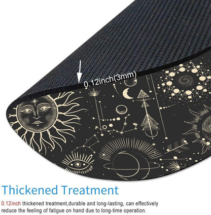 Round Mouse Pad, Celestial Pattern Sun and Moon Mouse Pad, Washable Gaming Mousepads with Lycra Cloth, Non-Slip Rubber Base Computer Small Mouse Pads for Wireless Mouse