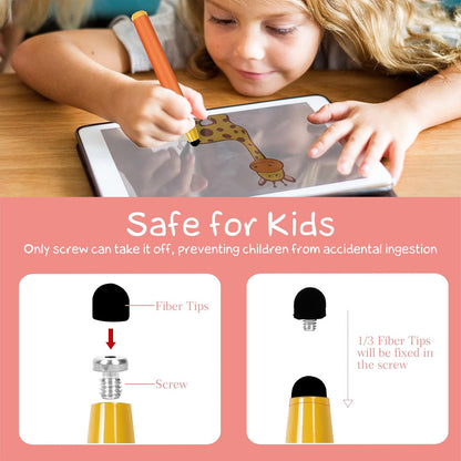 Kid-Friendly Stylus Pens for Touch Screens, Crayon Stylus Pen for iPhone Ipad Air Mini Pro, Fire HD Kids Tablet, Android Tablet, Dragon Touch - Blue Pink Green Purple Red (5 Pack)