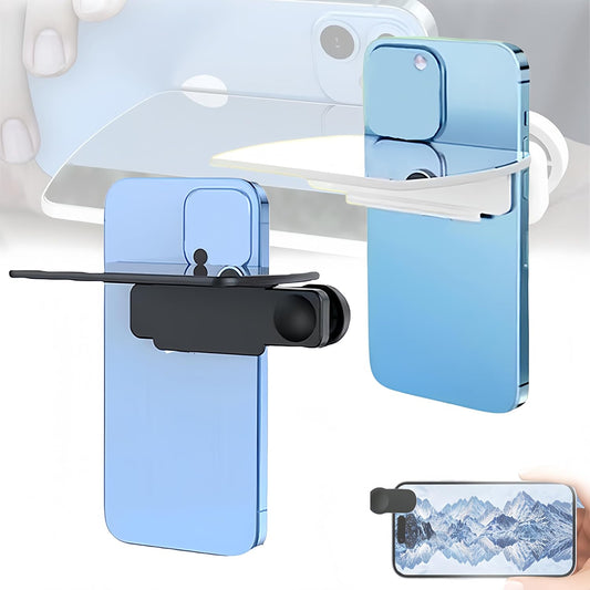 Mirror Effect Lens, Smartphone Camera Mirror Reflection Clip Kit Phone Camera Shooting Reflection Mirror Adjustable HD Glass Smartphone Photography Flip Mirror for All Phones (White+Black)
