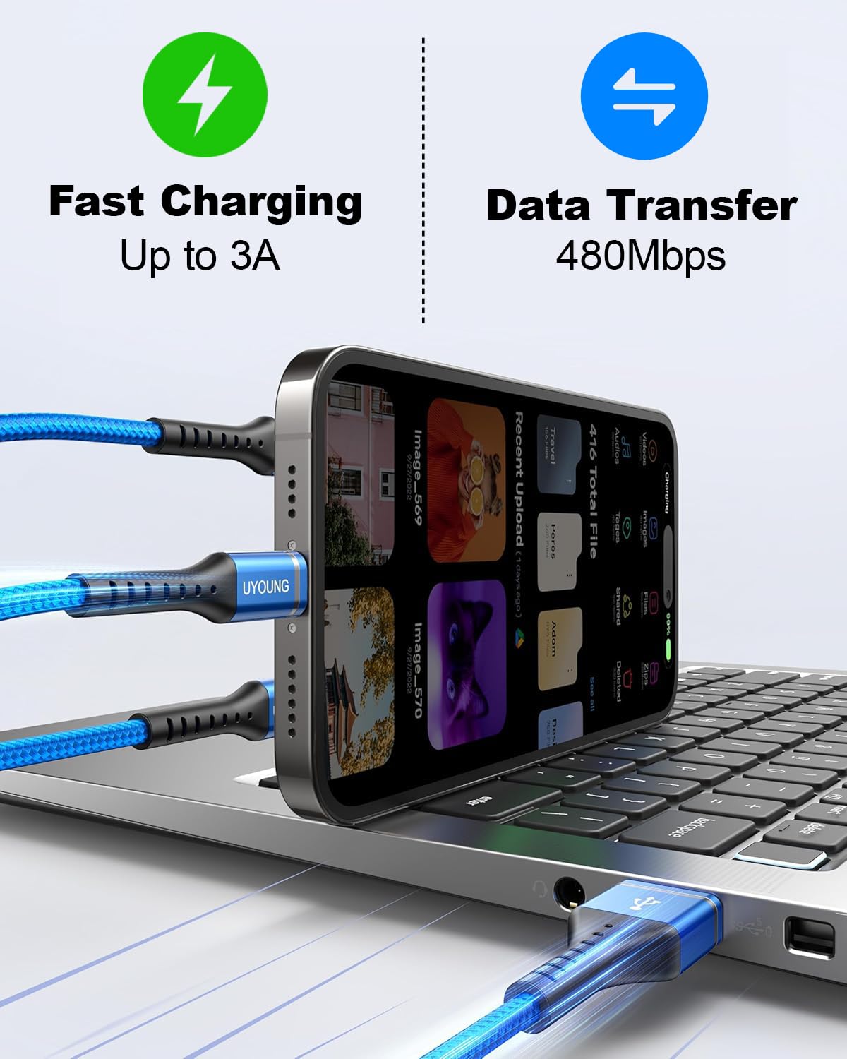 Multi Charging Cable 2Pack 6FT, 3 in 1 Charger Cable Braided Universal Phone Charging Cord with Lightning/Type C/Micro USB Ends, Multiple USB Cable for iPhone/Samsung/Google Cell Phones and More