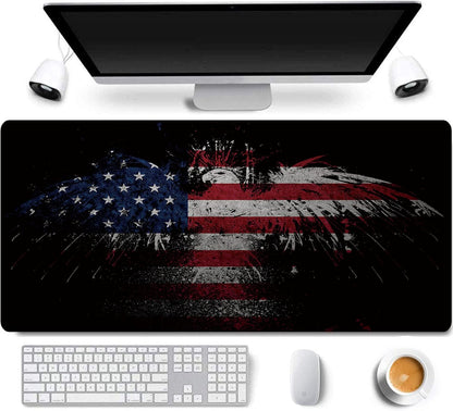 RTGGSEL 31.5x11.8 Inch Non-Slip Long Extended Large Gaming Mouse Pad with Stitched Edges XL Laptops Keyboard Mouse Mat(USA Eagle)